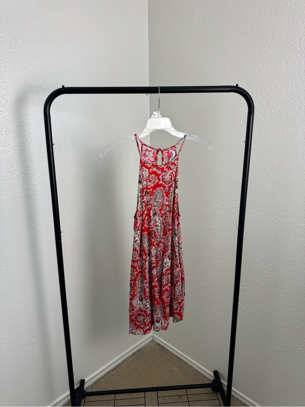 American Eagle Outfitters Red Paisley Halter Mini Dress